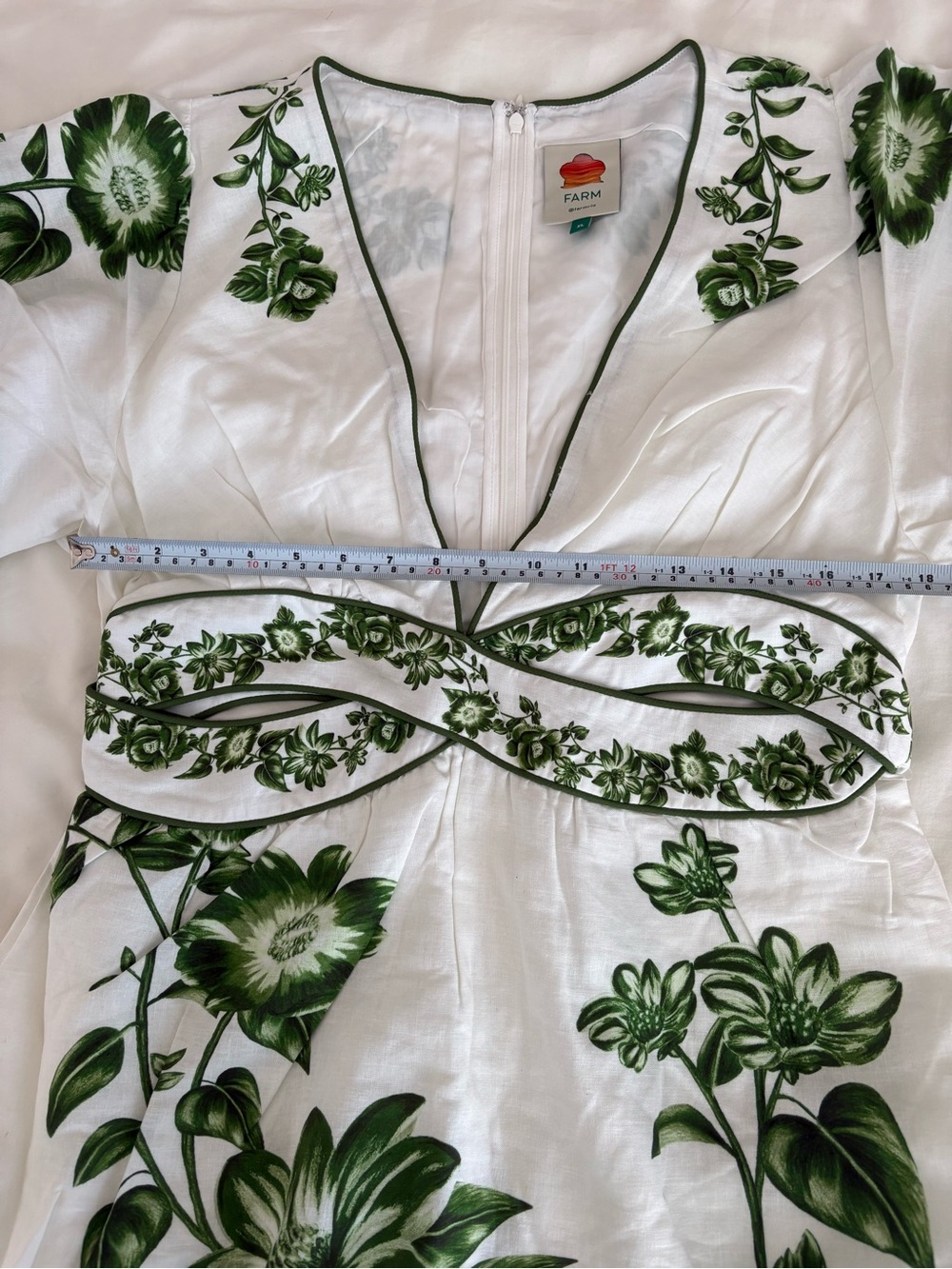 NWOT Farm Rio Off-White Green Floral Cascade Midi Dress XL - Picture 13 of 16